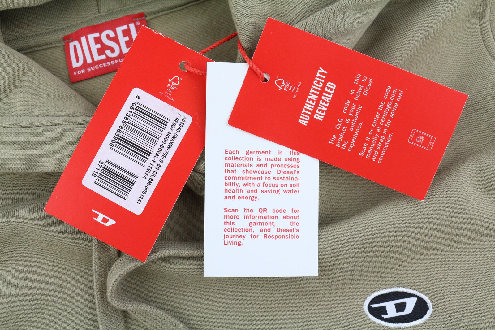 DIESEL F-Reggy-Hood-Doval-P Women Hoodie S Light Brown Pullover RRP€135