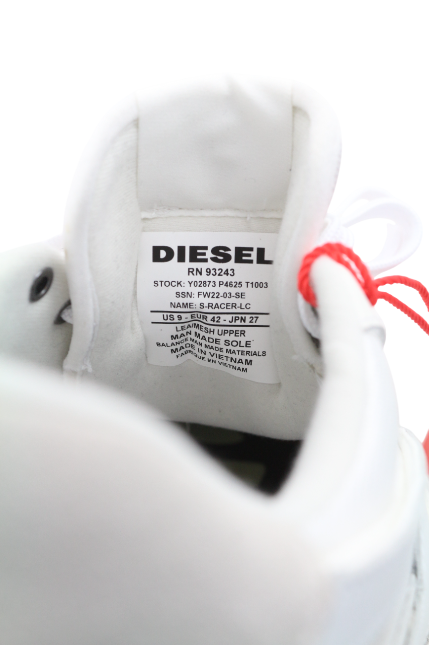 DIESEL S-Racer-Lc Men Sneakers EU42 White Suede Leather Trainers RRP€195