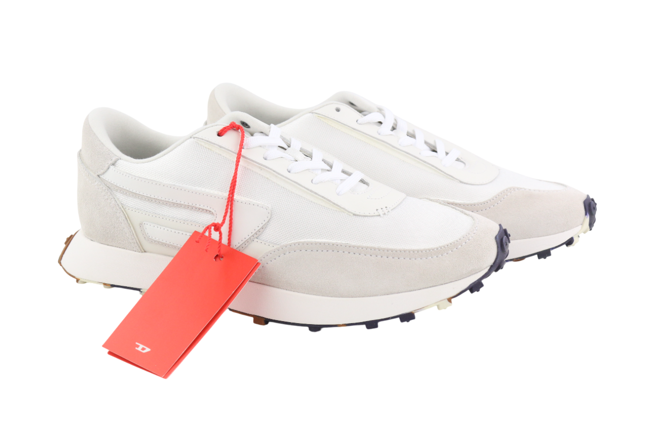 DIESEL S-Racer-Lc Men Sneakers EU42 White Suede Leather Trainers RRP€195