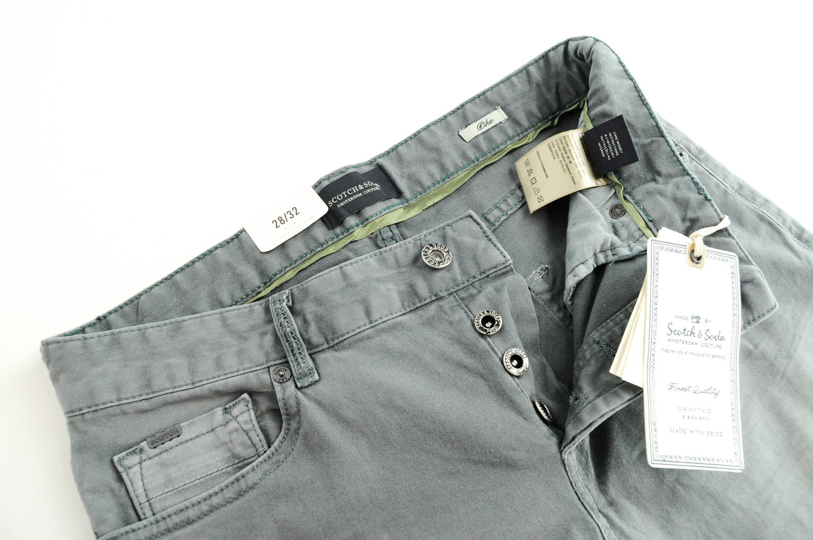 SCOTCH & SODA Pike mens Skinny Jean Style Trousers W28/L32 Grey Cotton