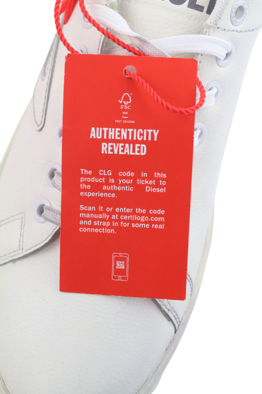 DIESEL S-Athene Low Men Sneakers EU42 White Leather Lace Up RRP160 Trainers