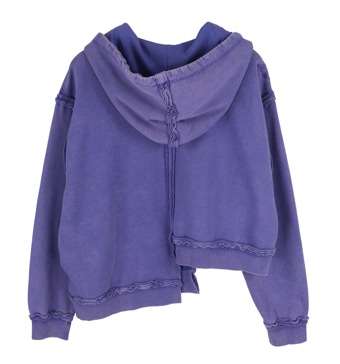DIESEL F-Mikky Women Hoodie L Blue Washed Effect Hooded Asymmetrical RRP€135