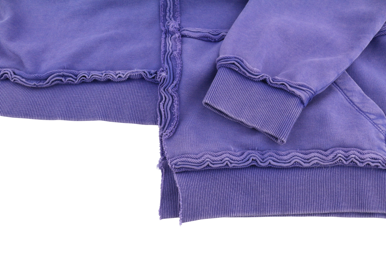 DIESEL F-Mikky Women Hoodie L Blue Washed Effect Hooded Asymmetrical RRP€135