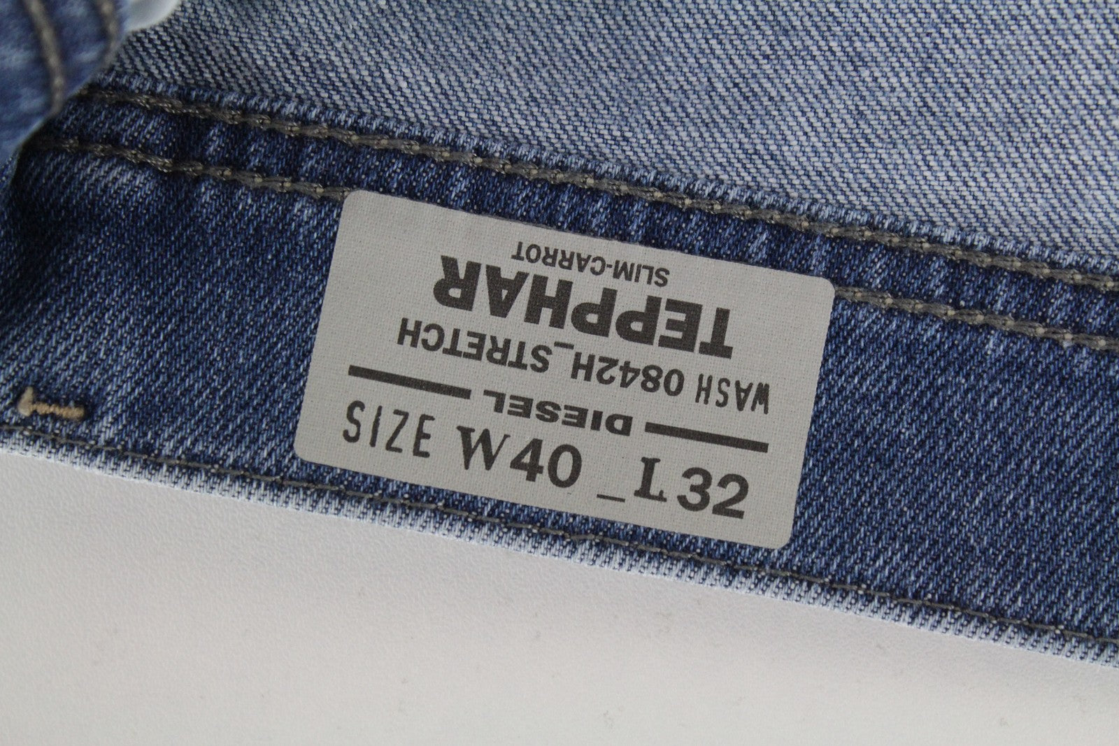 DIESEL Tepphar 0842H mens Jeans W40/L32 Slim Carrot  Washed stretchy Blue