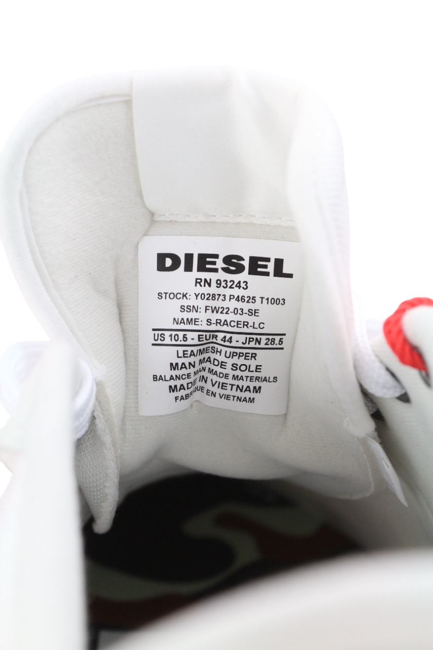 DIESEL S-Racer-Lc Men Sneakers EU44 White Suede Leather Trainers RRP€195