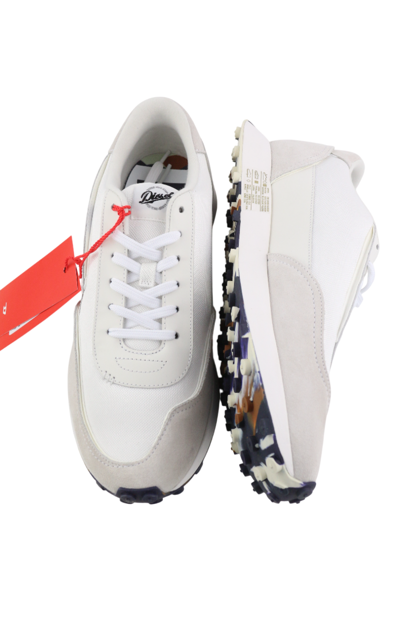 DIESEL S-Racer-Lc Men Sneakers EU44 White Suede Leather Trainers RRP€195