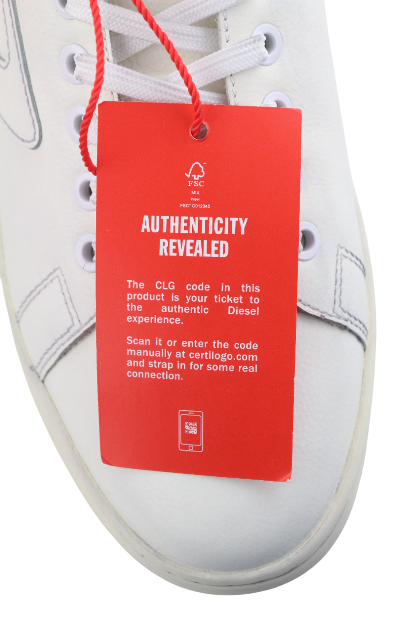 DIESEL S-Athene Low Men Sneakers EU44 White Leather Lace Up Trainers RRP160