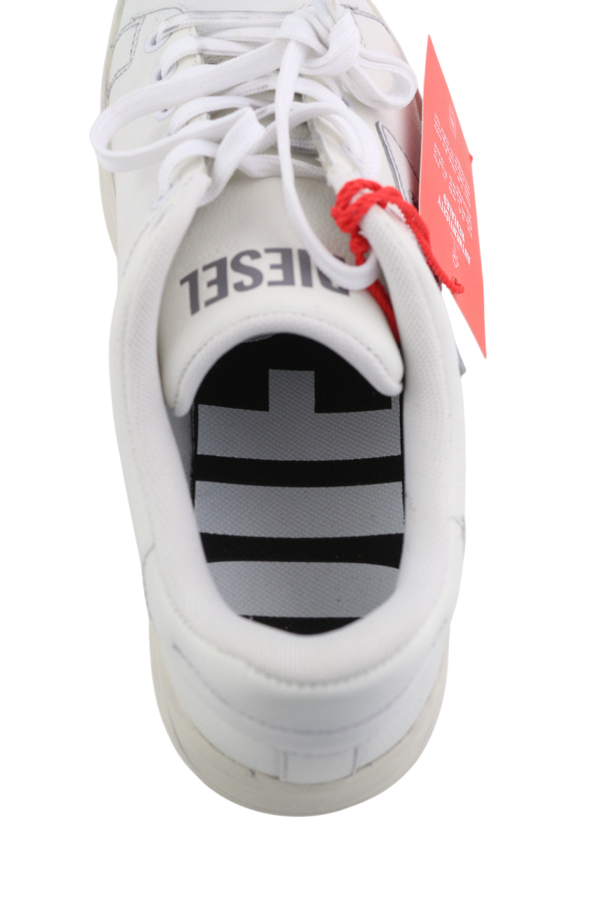 DIESEL S-Athene Low Men Sneakers EU41 White Leather Lace Up Trainers RRP€160