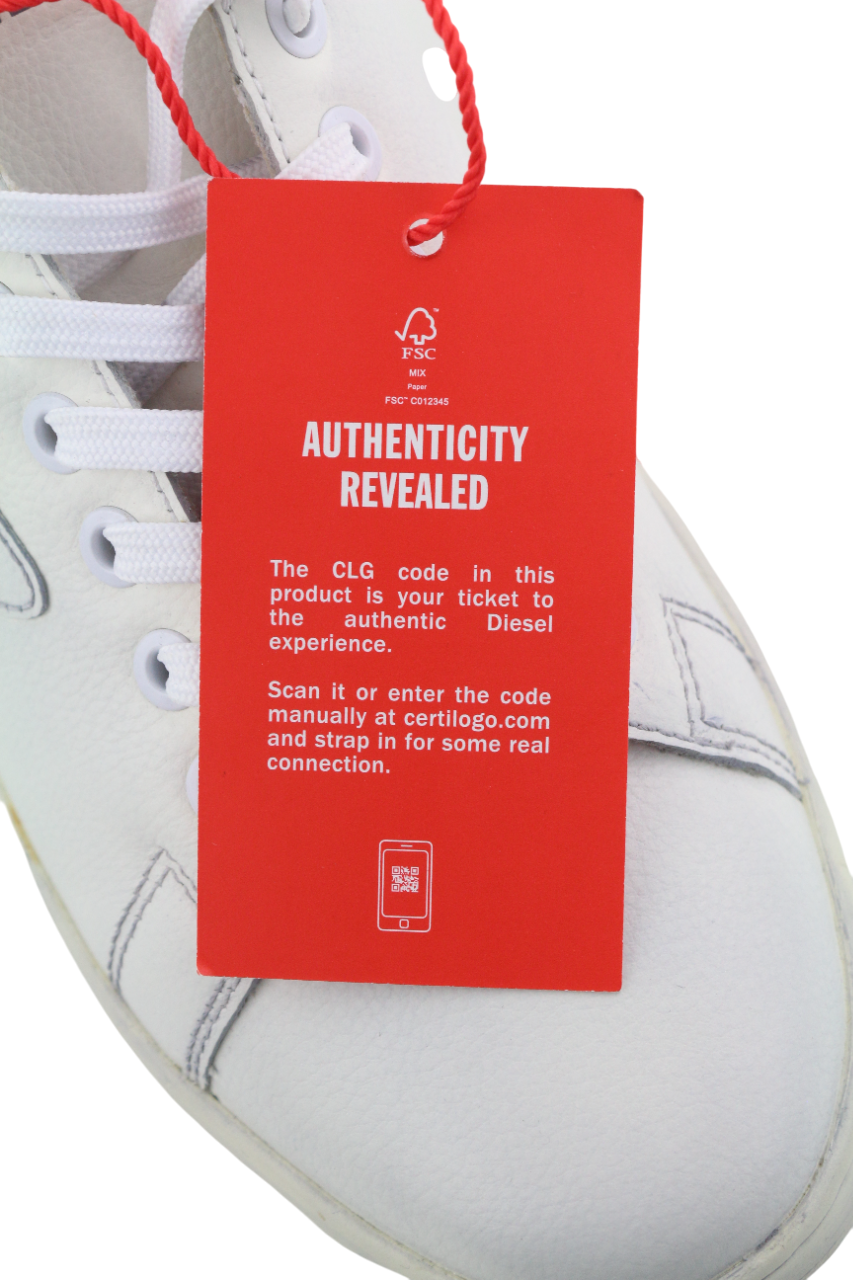 DIESEL S-Athene Low Men Sneakers EU41 White Leather Lace Up Trainers RRP€160