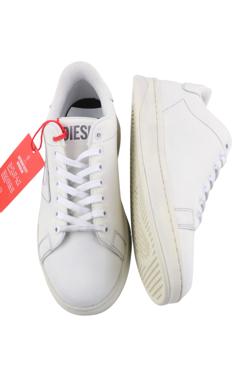 DIESEL S-Athene Low Men Sneakers EU41 White Leather Lace Up Trainers RRP€160