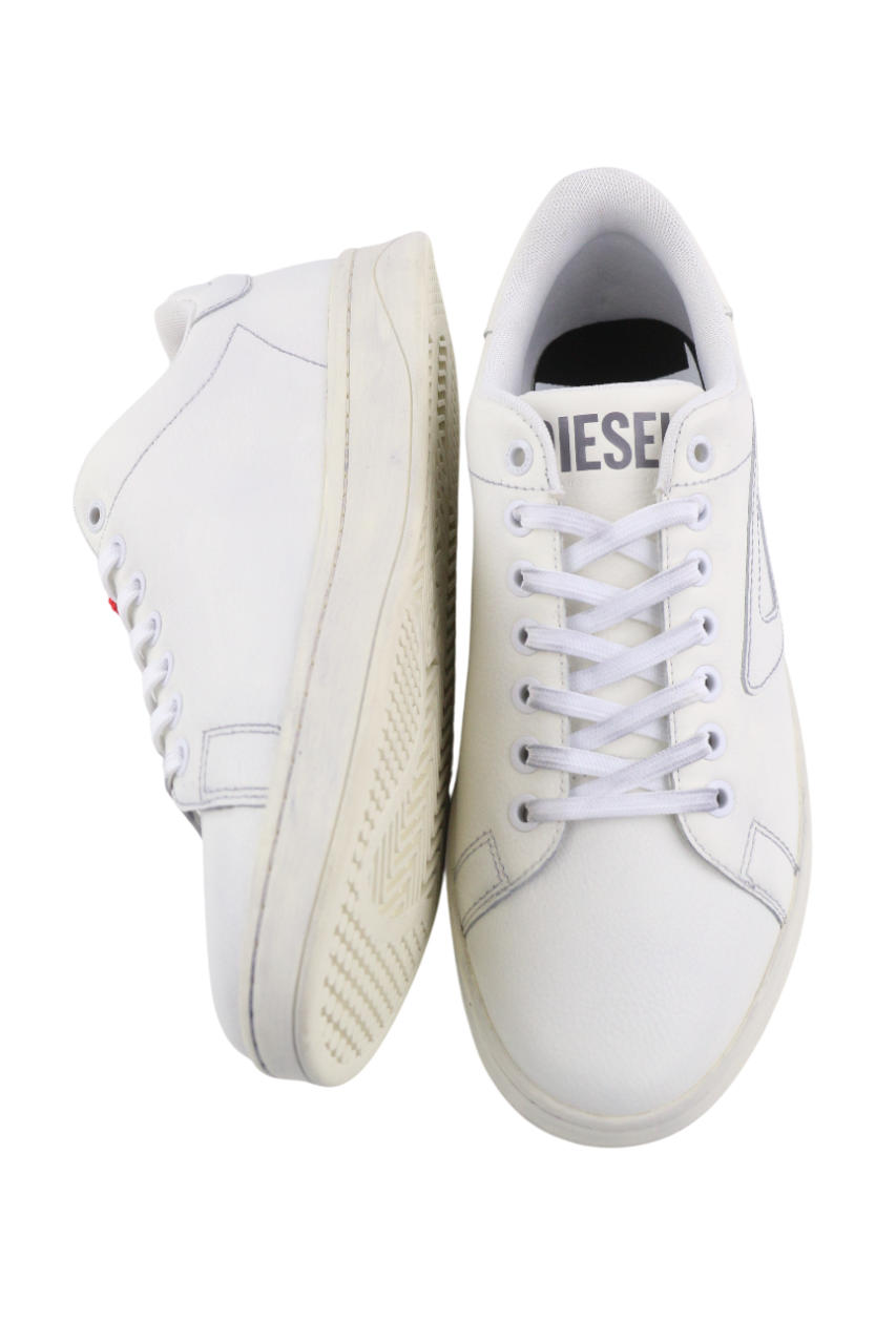 DIESEL S-Athene Low Men Sneakers EU41 White Leather Lace Up Trainers RRP€160