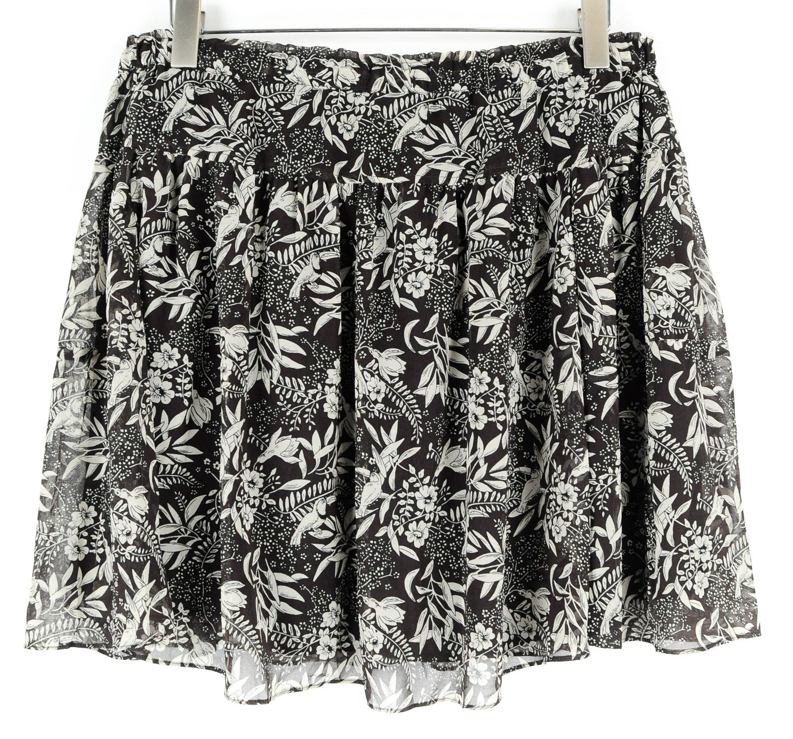 MAISON SCOTCH The Poolside womens Skirt XL Brown Floral Pleated Lined Midi