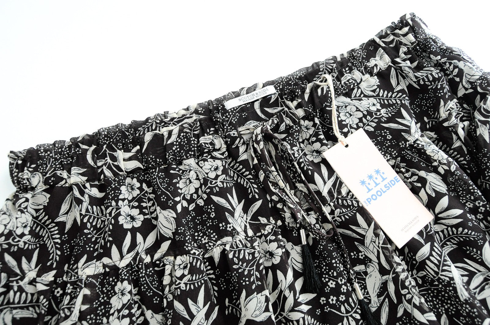 MAISON SCOTCH The Poolside womens Skirt XL Brown Floral Pleated Lined Midi