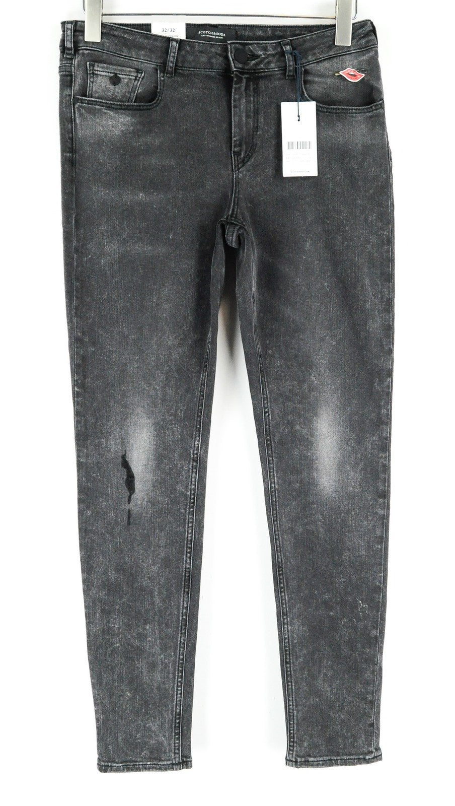 SCOTCH & SODA womens Skinny W32/L32 Grey Distressed Washed  Jeans