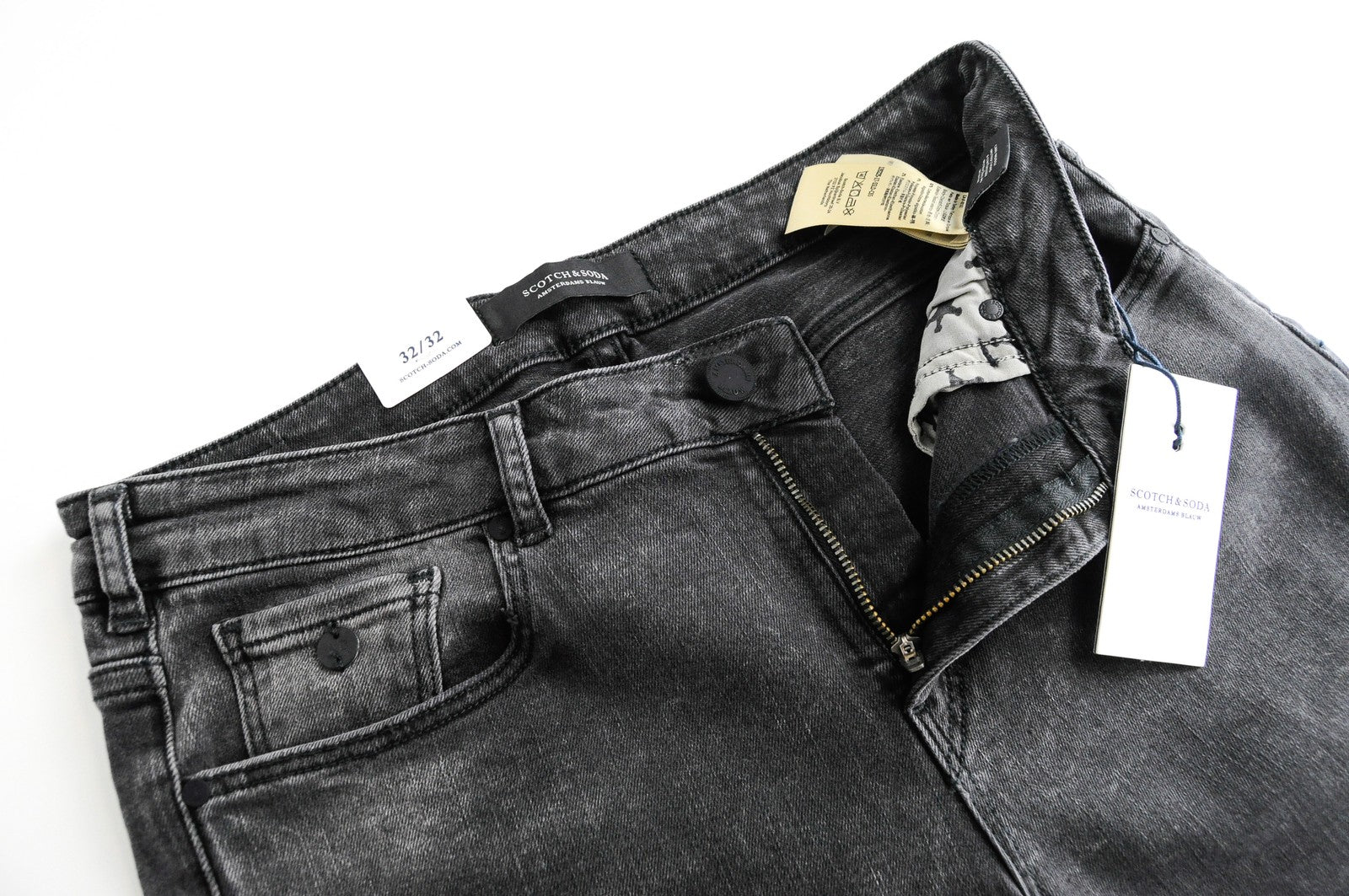 SCOTCH & SODA womens Skinny W32/L32 Grey Distressed Washed  Jeans