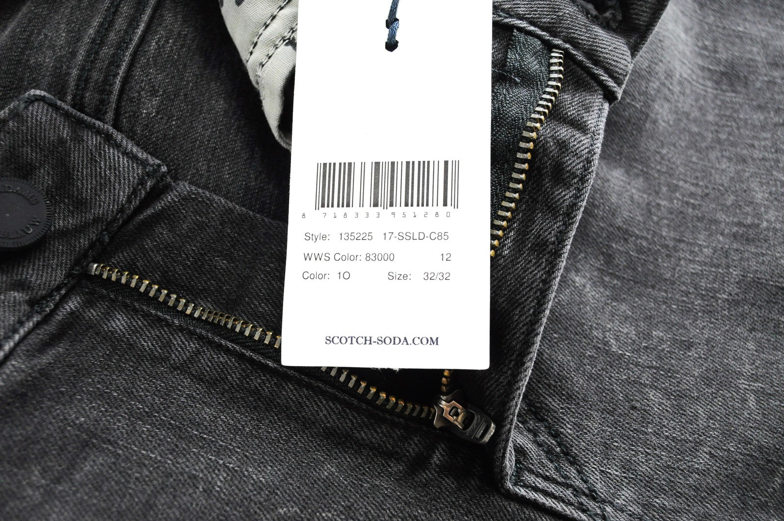 SCOTCH & SODA womens Skinny W32/L32 Grey Distressed Washed  Jeans