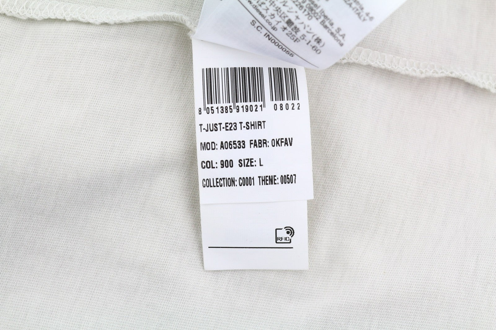 DIESEL T-Just-E23 Men T-Shirt L Short Sleeve Crew Collar Tricot RRP€90