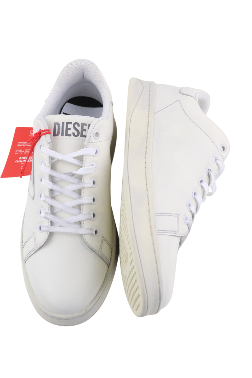 DIESEL S-Athene Low Men Sneakers EU44.5 White Leather Lace Up Trainers RRP€160