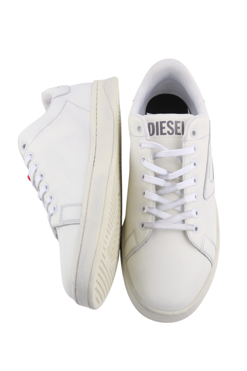 DIESEL S-Athene Low Men Sneakers EU44.5 White Leather Lace Up Trainers RRP€160