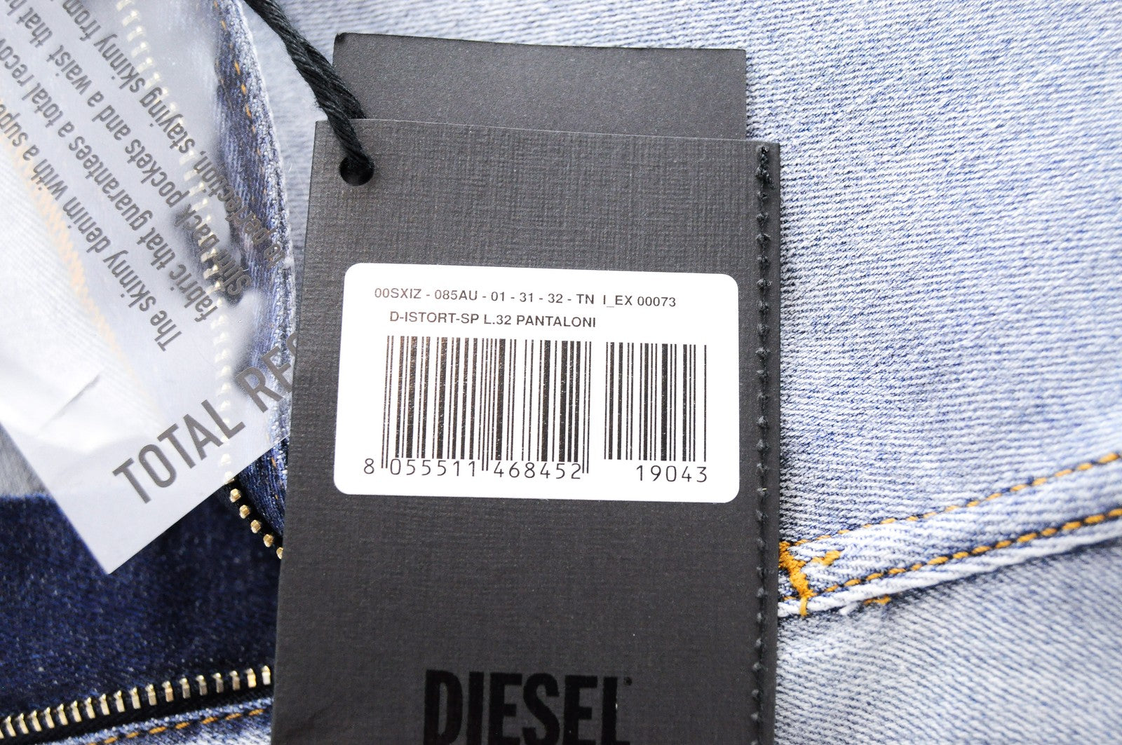 DIESEL D-Istort-SP 085AU mens Jeans W31/L32 Blue Cotton Skinny Washed stretchy