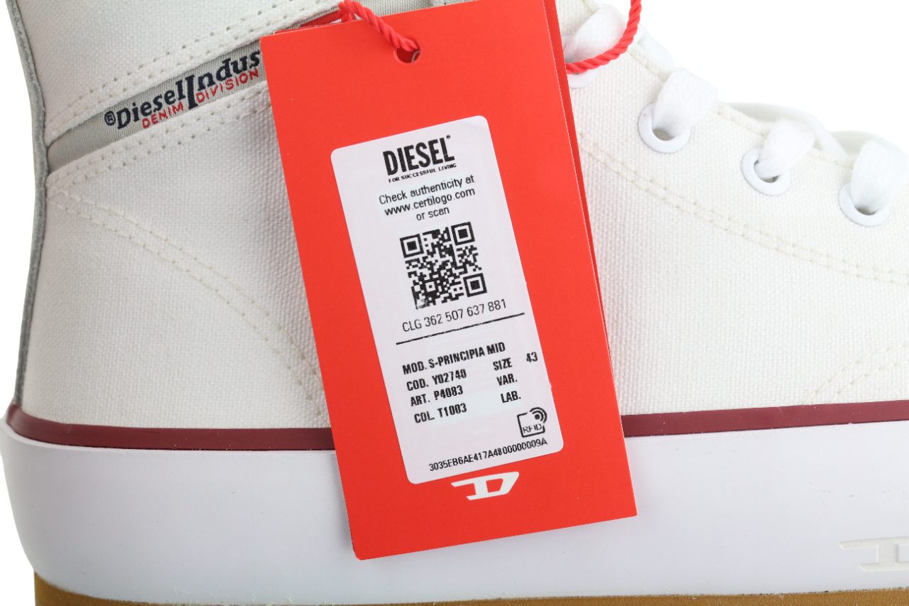 DIESEL S-Principia Mid Men Sneakers EU43 White High Top Lace  Trainers RRP€185