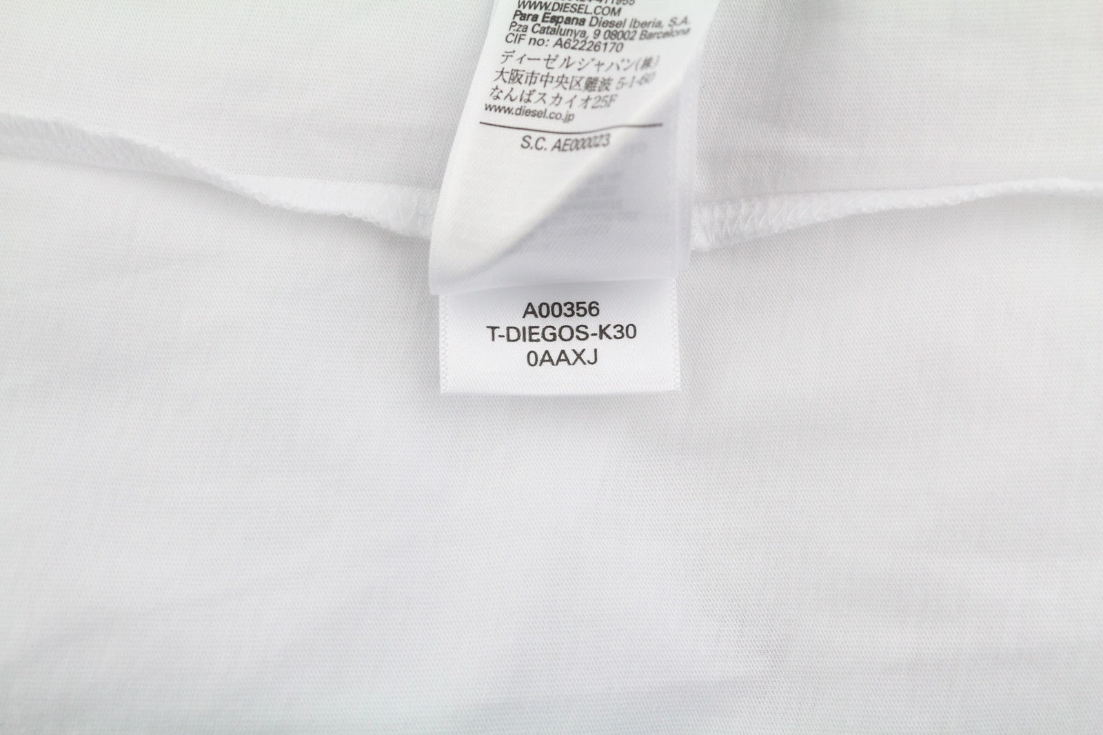 DIESEL T-Diegos-K30 Men T-Shirt 2XL Short Sleeve Crew Collar Tricot Casual