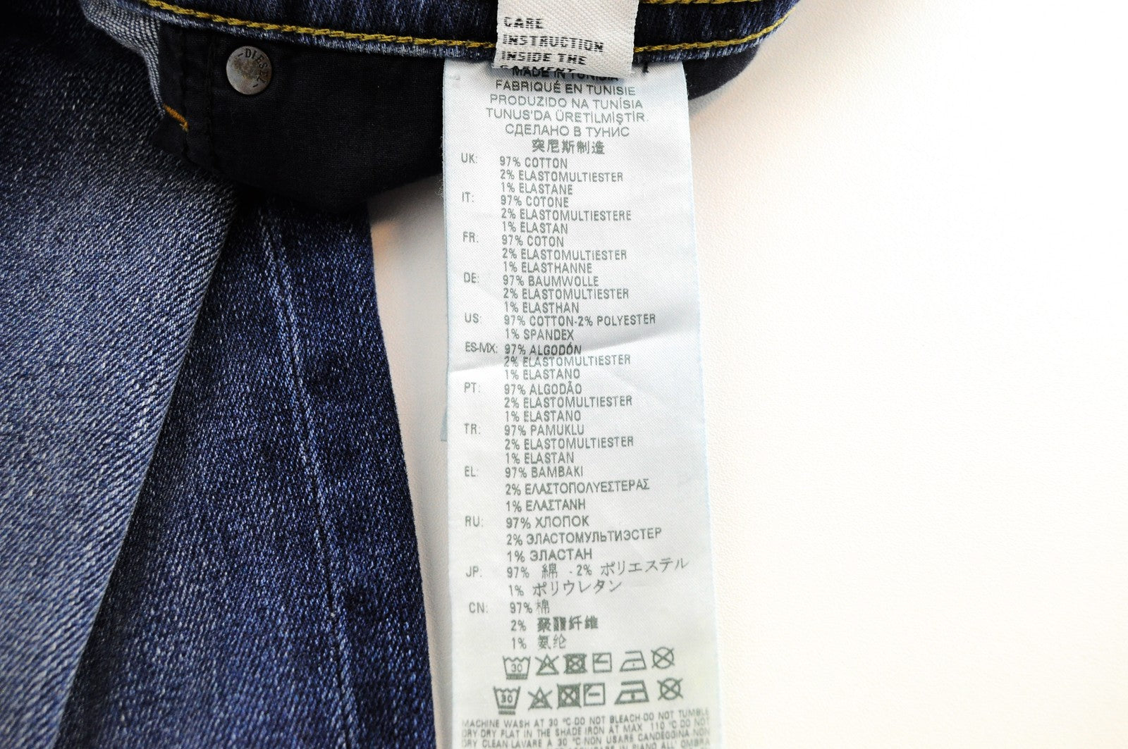 DIESEL Thommer 0870F mens Jeans W28/L32 Blue Washed Cotton Slim Skinny