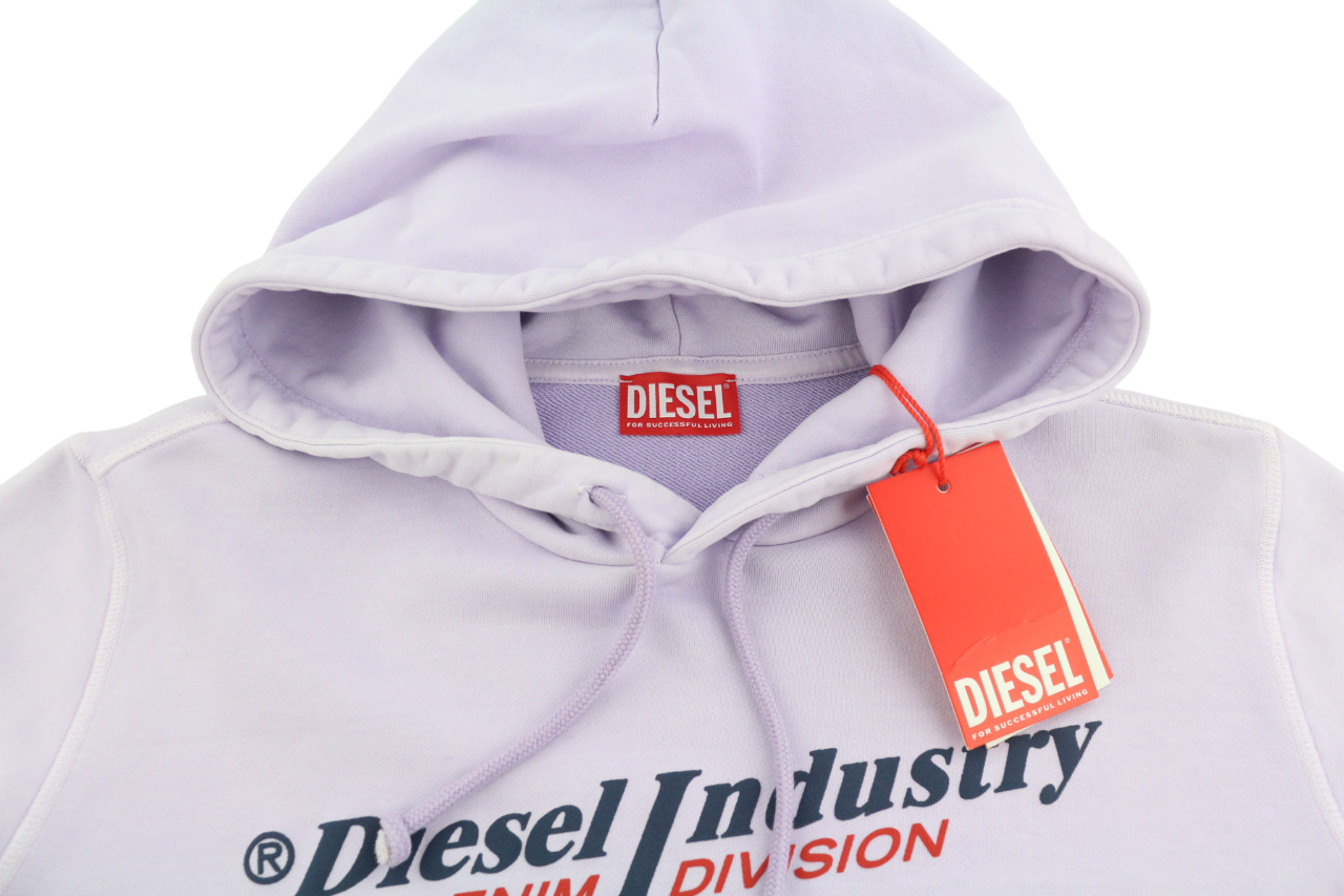 DIESEL S-Ginn-Hood-Ind Men Hoodie M Purple Pullover Kangaroo Pocket RRP€175