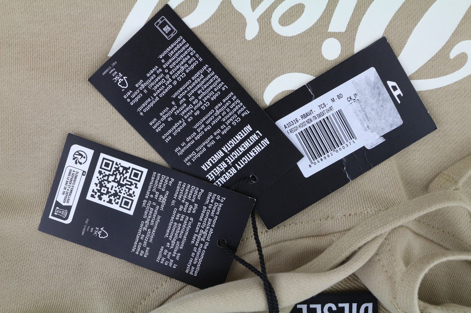 DIESEL F-Reggy-Hood New-Ita Women Hoodie M Light Brown Pullover RRP€135