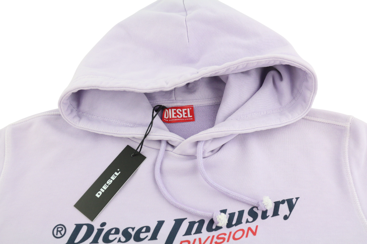 DIESEL S-Ginn-Hood-Ind Men Hoodie L Purple Pullover Kangaroo  RRP€175