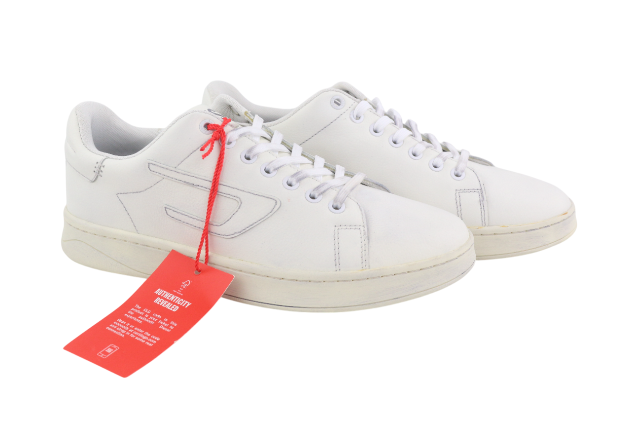 DIESEL S-Athene Low Men Sneakers EU41 White Leather Laced RRP€160 Trainers