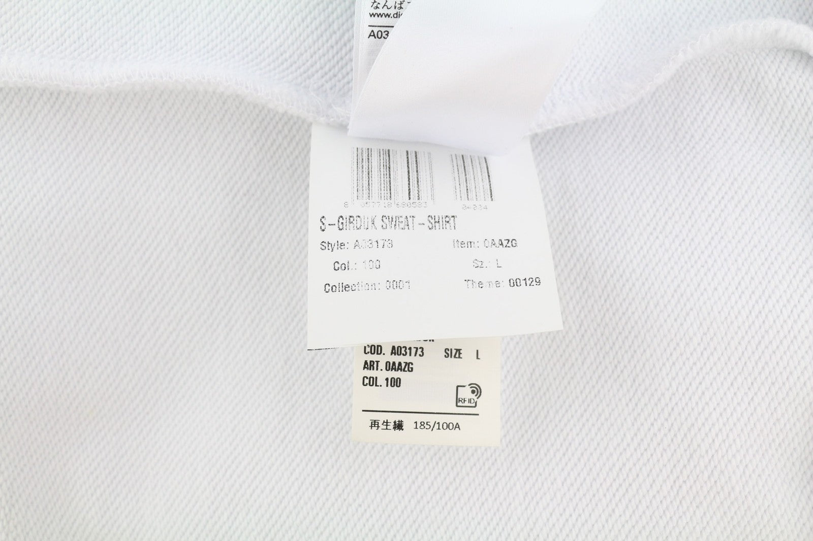 DIESEL S-Girduk Men Sweatshirt L White Pullover Patch Pocket Light RRP€150