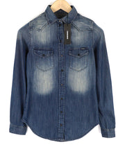 DIESEL De-Pratt Women Shirt 2XS Denim Western Washed Spread Neck Snap Buttons