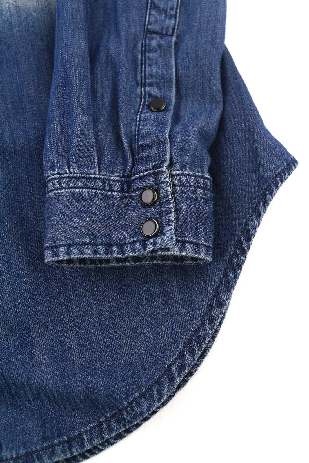 DIESEL De-Pratt Women Shirt 2XS Denim Western Washed Spread Neck Snap Buttons