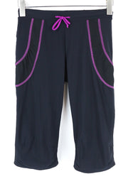 SWEATY BETTY Women's Leggings XS Cropped Front Tie Black Pink Stretch Workout