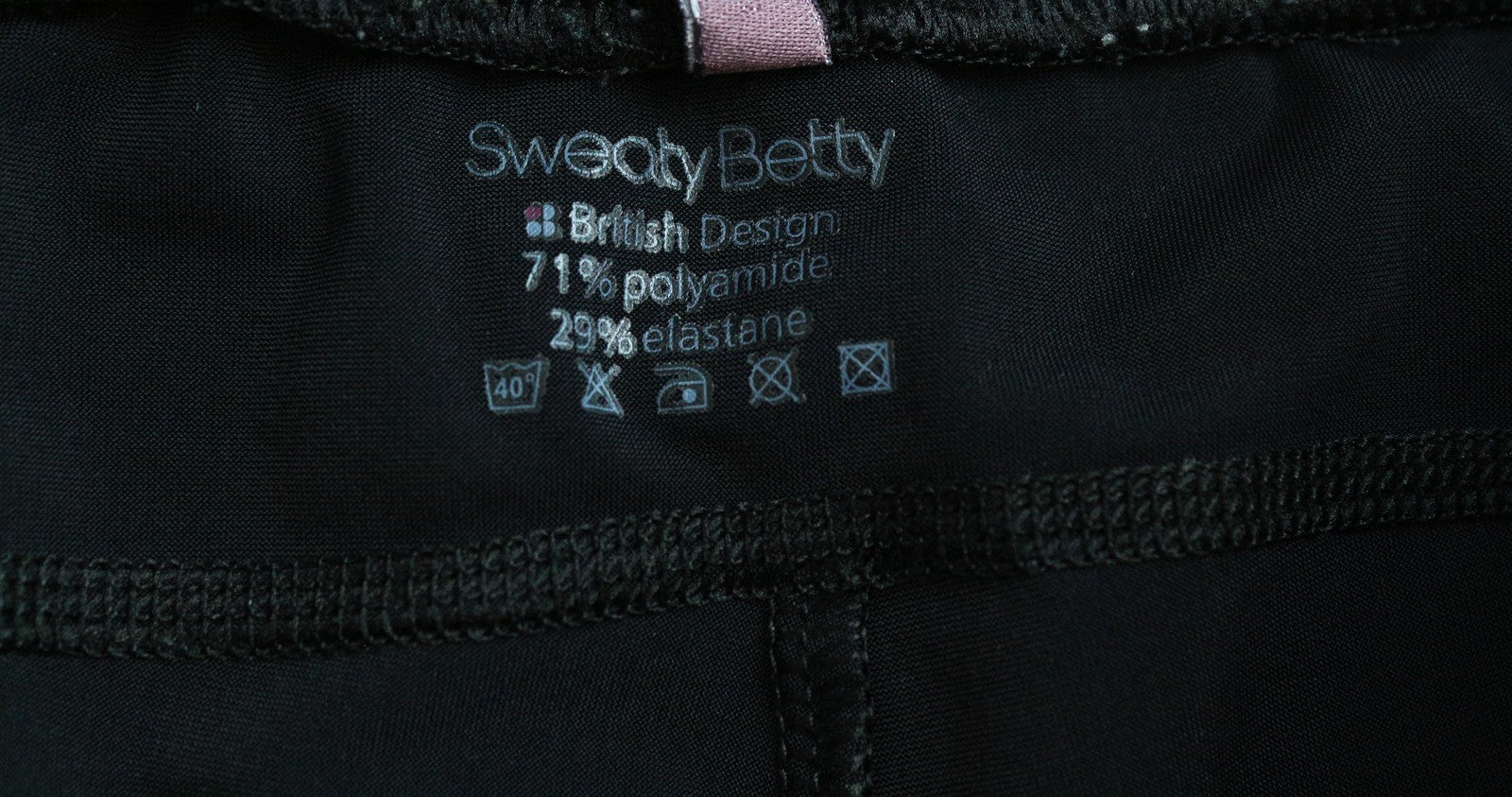 SWEATY BETTY Women's Leggings XS Cropped Front Tie Black Pink Stretch Workout