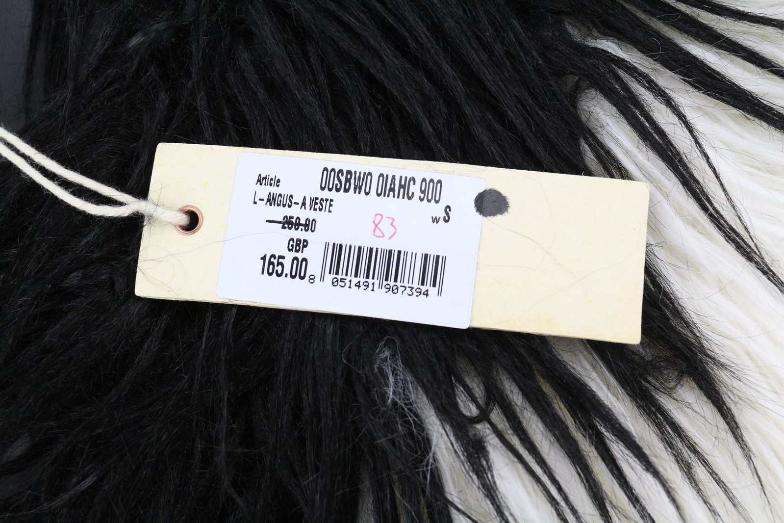 DIESEL L-Angus-A Women Waistcoat S Faux Fur Fluffy Striped Print Black & White