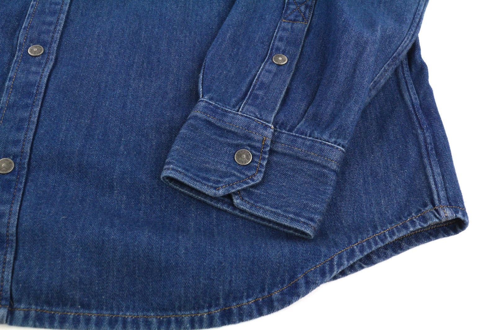 DIESEL D-Milly-SP Men Shirt L Denim Patch Pockets Snap Buttons Spread Neck Blue