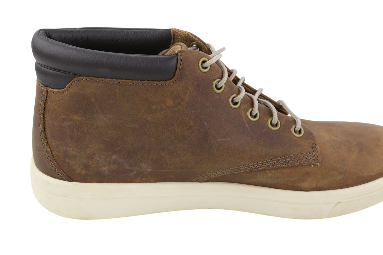 TIMBERLAND A2AMJ Men Boots EU45/46 Mid Brown Leather Lace Up Logo ReBOTL