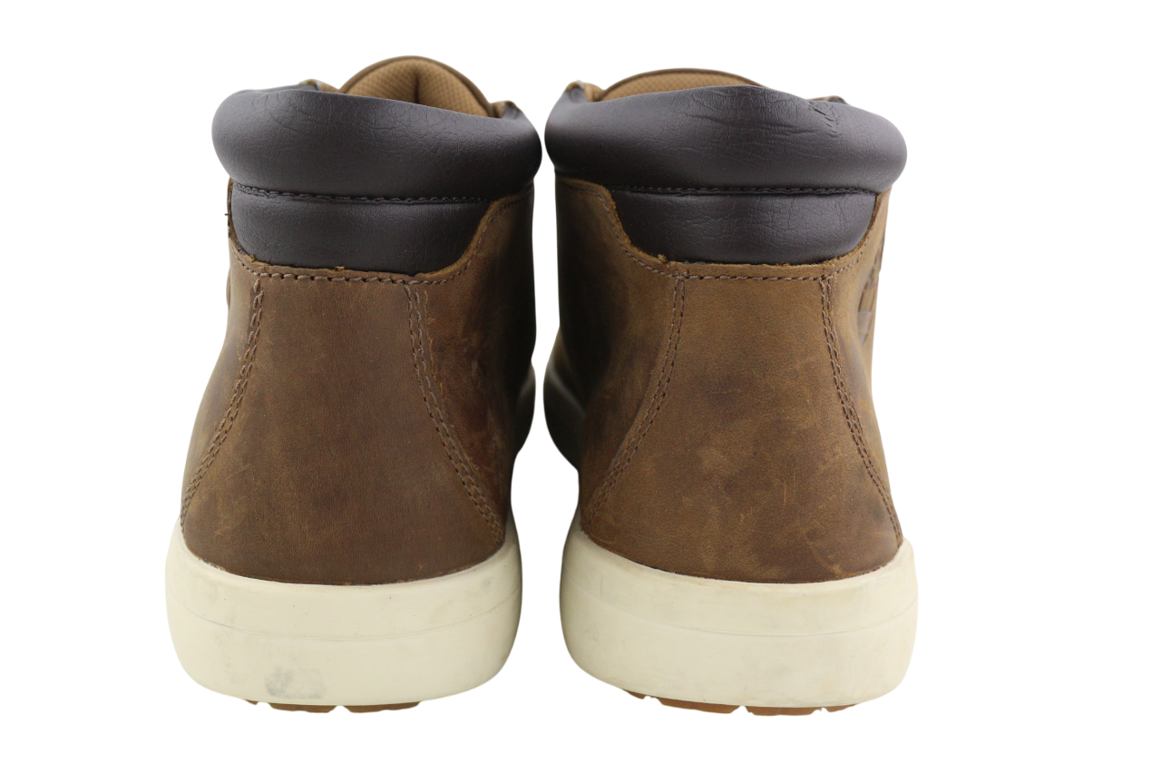 TIMBERLAND A2AMJ Men Boots EU45/46 Mid Brown Leather Lace Up Logo ReBOTL