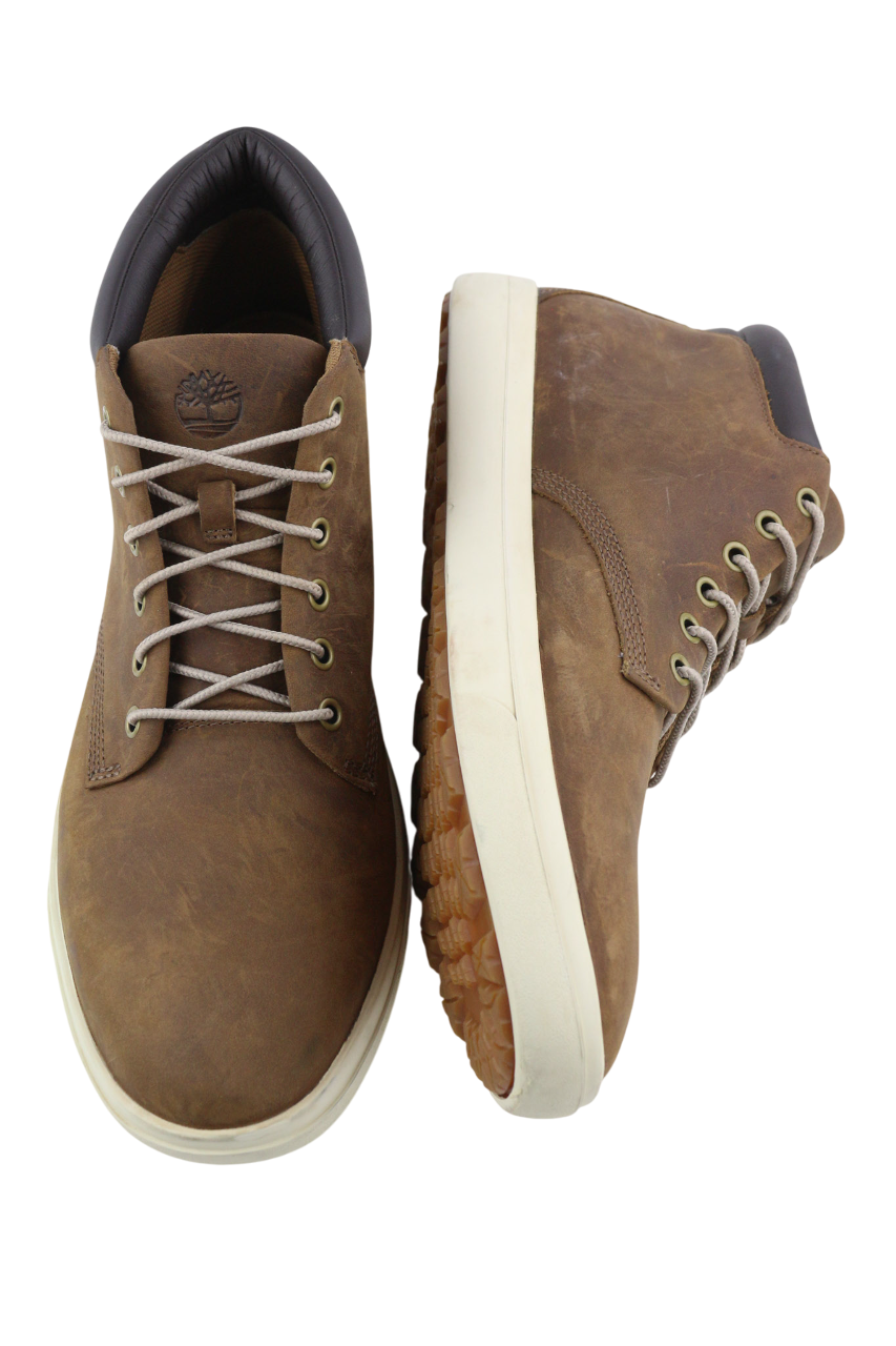 TIMBERLAND A2AMJ Men Boots EU45/46 Mid Brown Leather Lace Up Logo ReBOTL