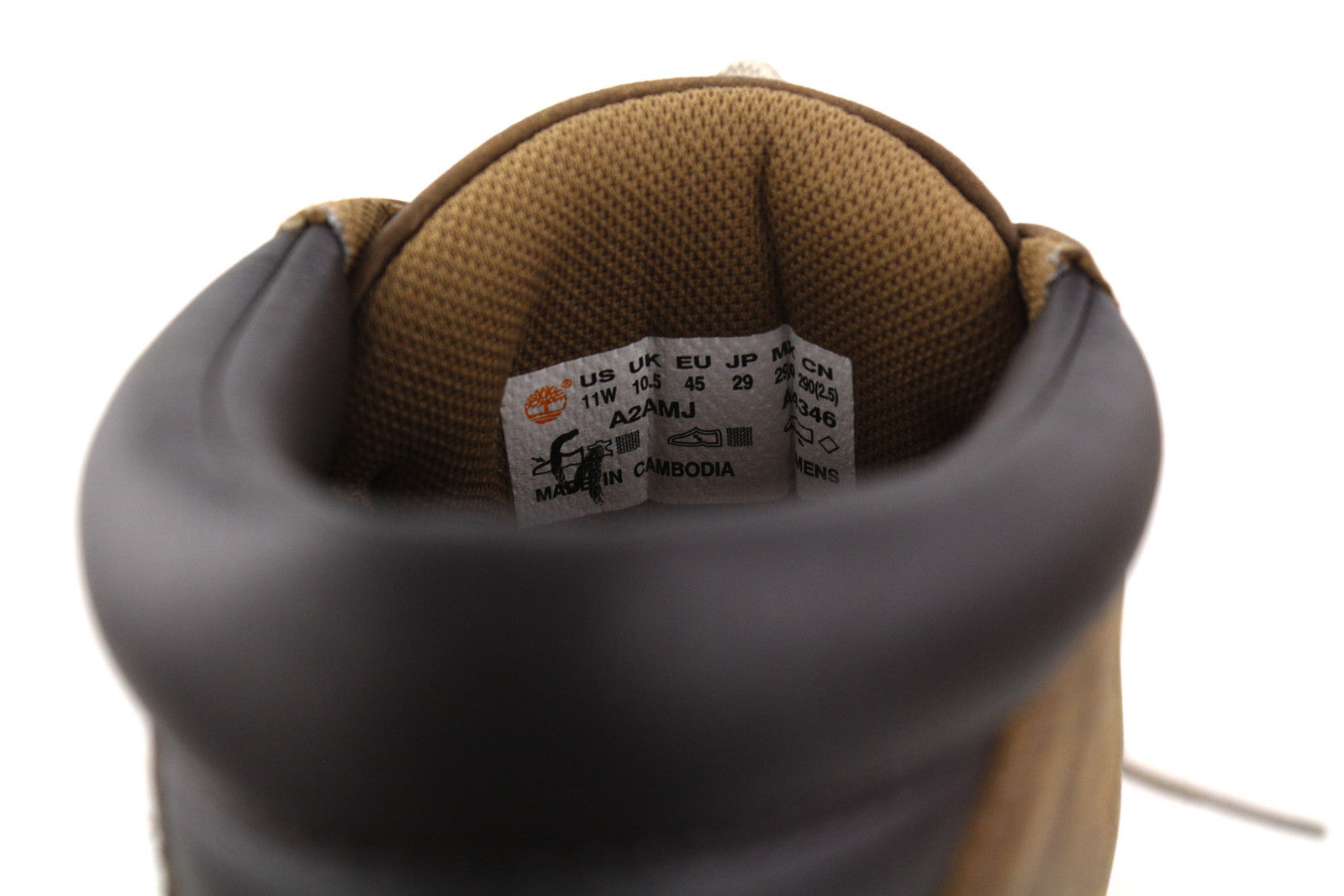 TIMBERLAND A2AMJ Men Boots EU45/46 Mid Brown Leather Lace Up Logo ReBOTL