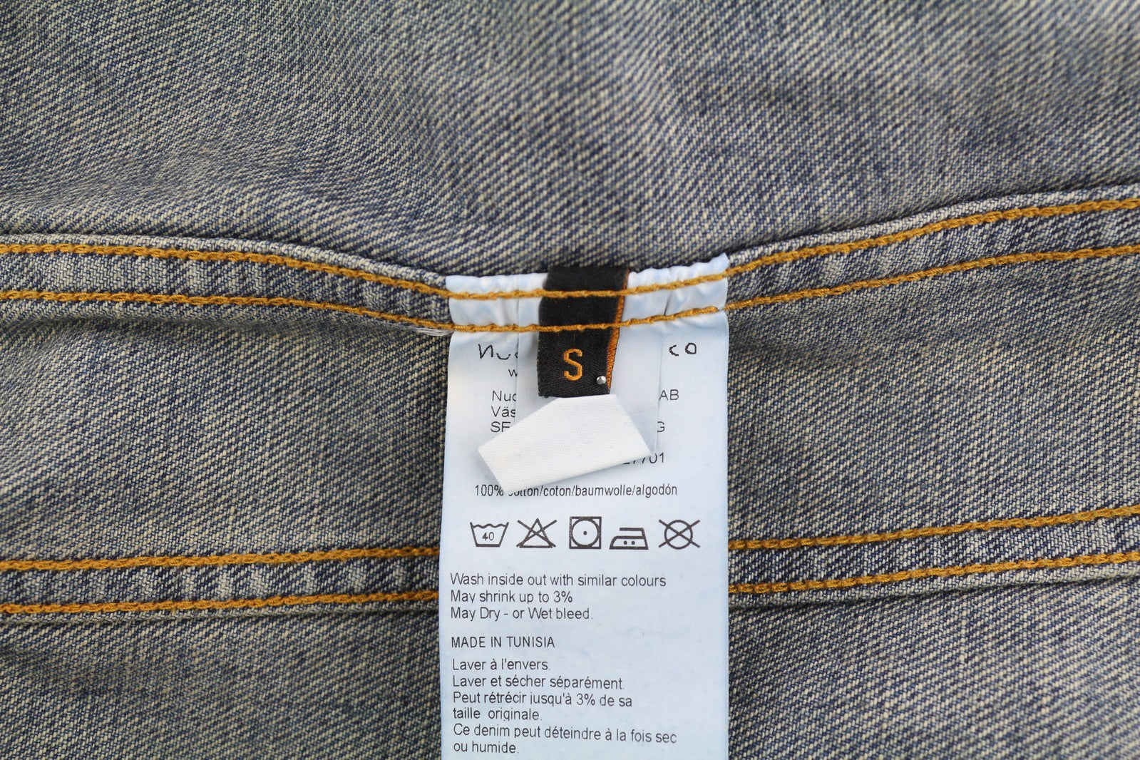 NUDIE Billy Men Jacket S Shimmering Indigo Washed Ripped Button Up  Neck