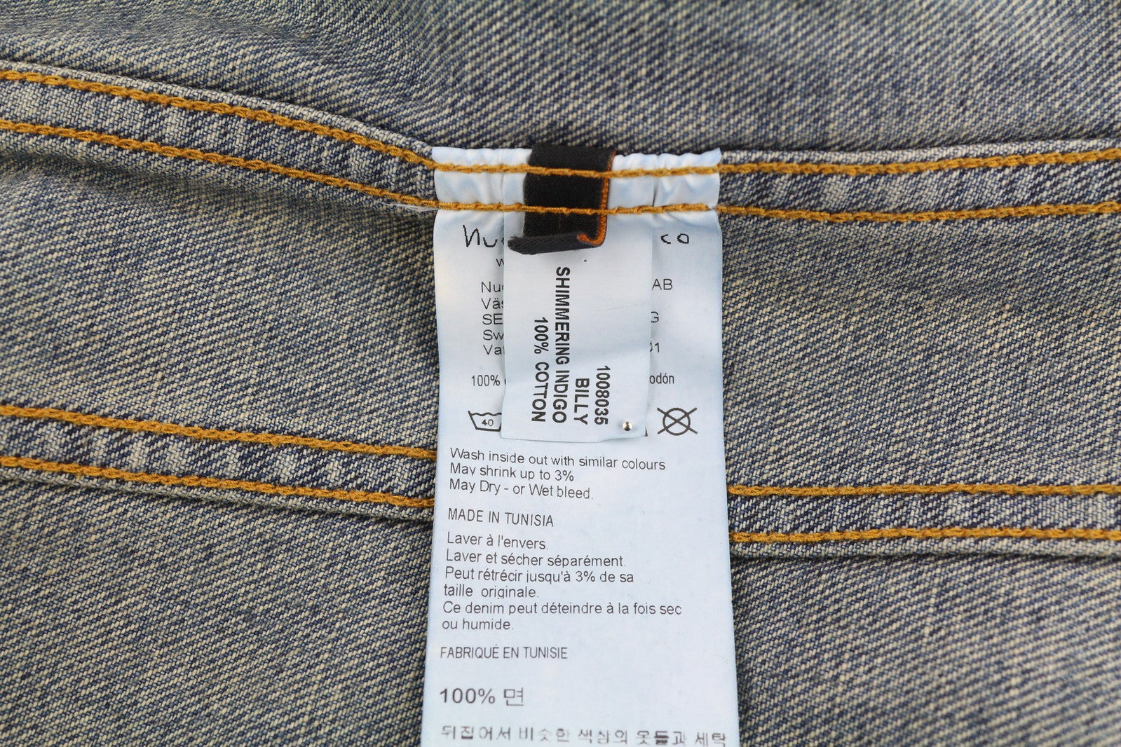 NUDIE Billy Men Jacket S Shimmering Indigo Washed Ripped Button Up  Neck