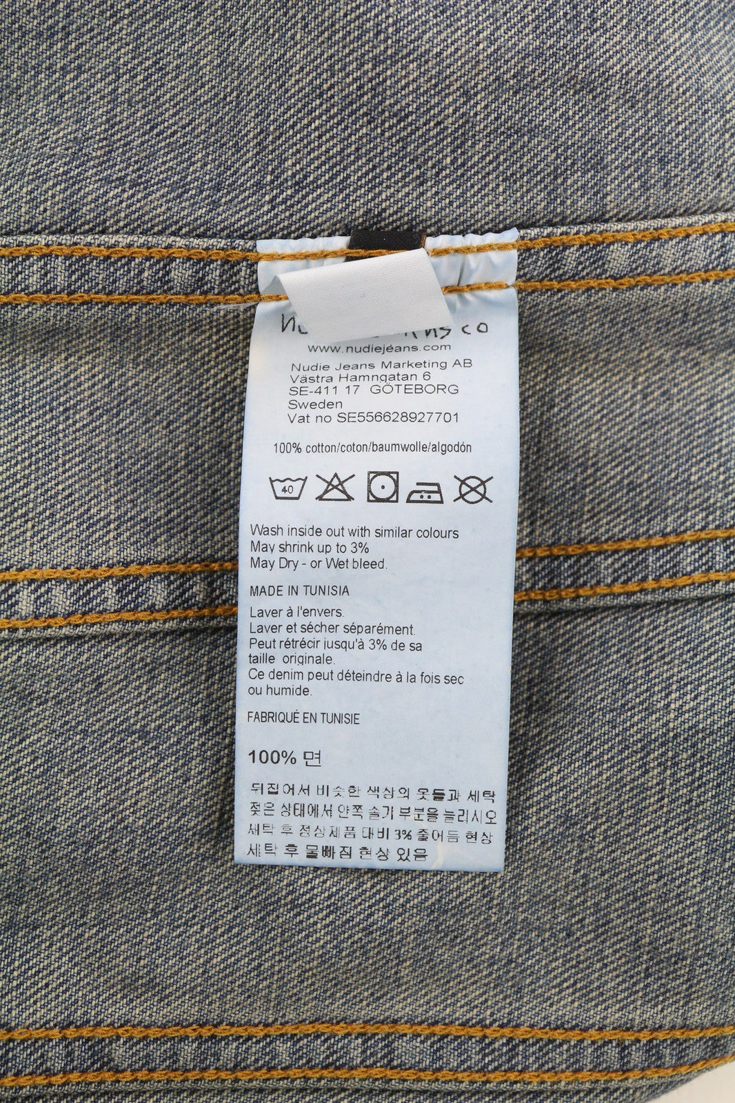 NUDIE Billy Men Jacket S Shimmering Indigo Washed Ripped Button Up  Neck