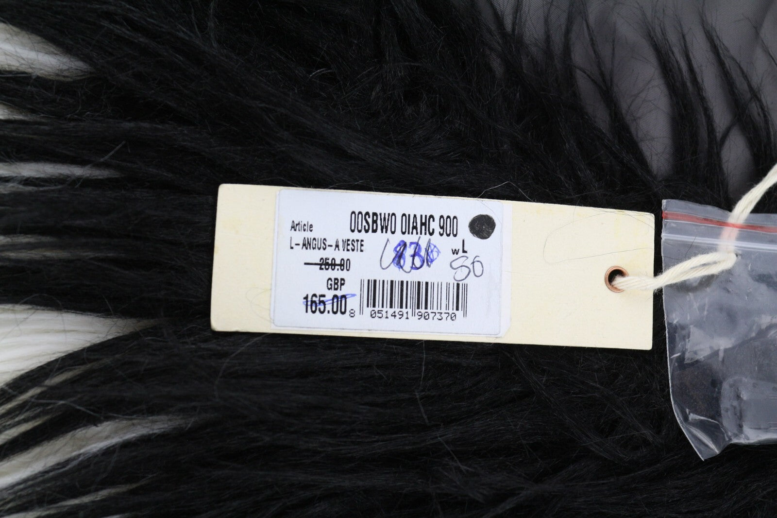 DIESEL L-Angus-A Women Waistcoat L Faux Fur Fluffy Striped Lined Black & White