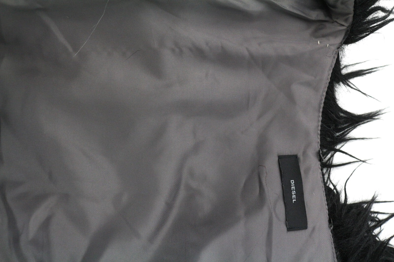 DIESEL L-Angus-A Women Waistcoat L Faux Fur Fluffy Striped Lined Black & White