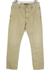 NUDIE Khaki Regular Men Trousers W30/L32 Mid Beige Buttoned Pockets Logo Chino