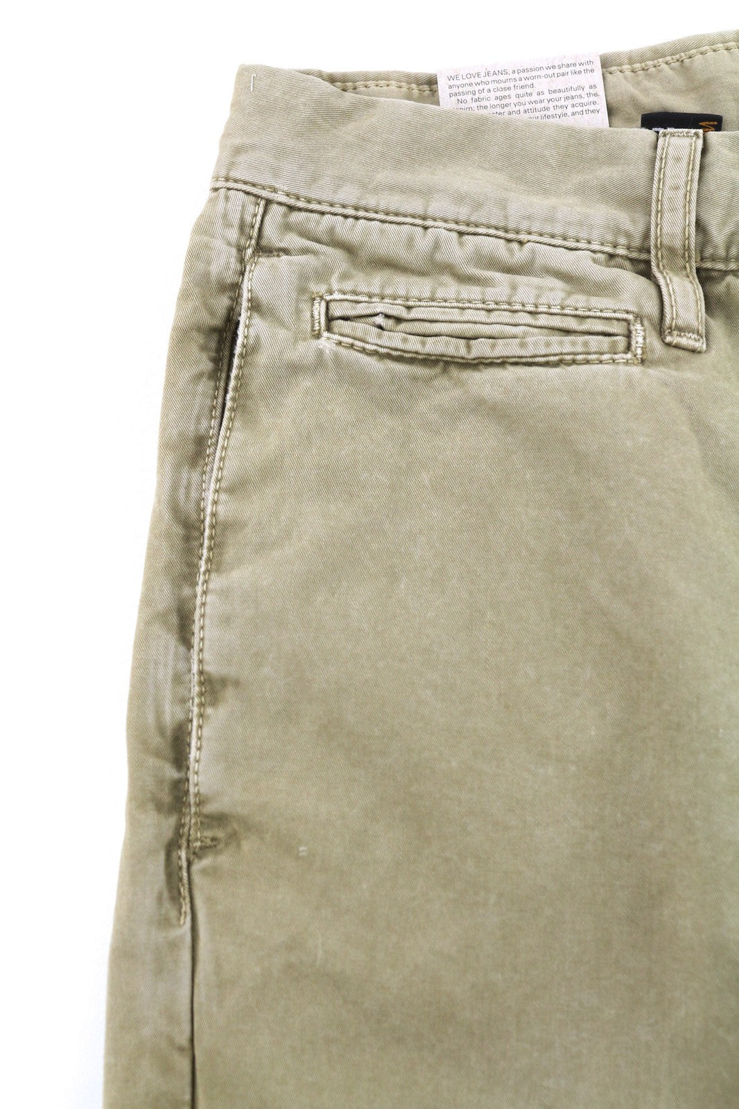 NUDIE Khaki Regular Men Trousers W30/L32 Mid Beige Buttoned Pockets Logo Chino