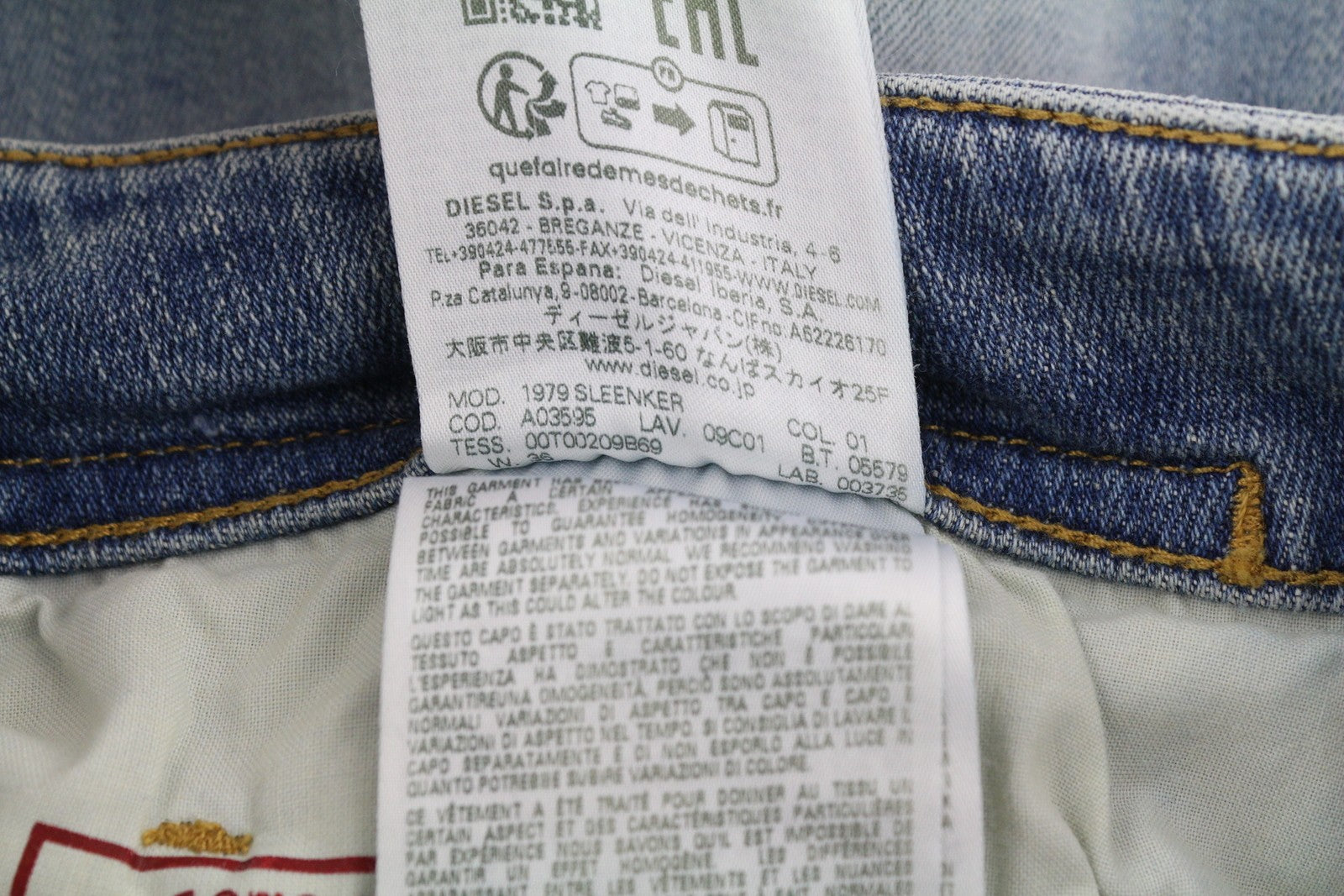 DIESEL 1979 Sleenker E9C01 Men Jeans W36/L30 Skinny Distress Blue RRP€275